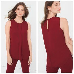 whbm pleated shell top red sheer blouse xxs